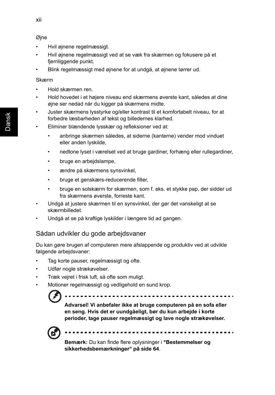 Dansk, Sådan udvikler du gode arbejdsvaner | Acer TravelMate P253-MG User Manual | Page 754 / 2736