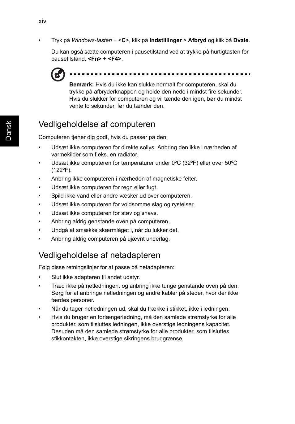 Vedligeholdelse af netadapteren, Vedligeholdelse af computeren | Acer TravelMate P253-MG User Manual | Page 756 / 2736