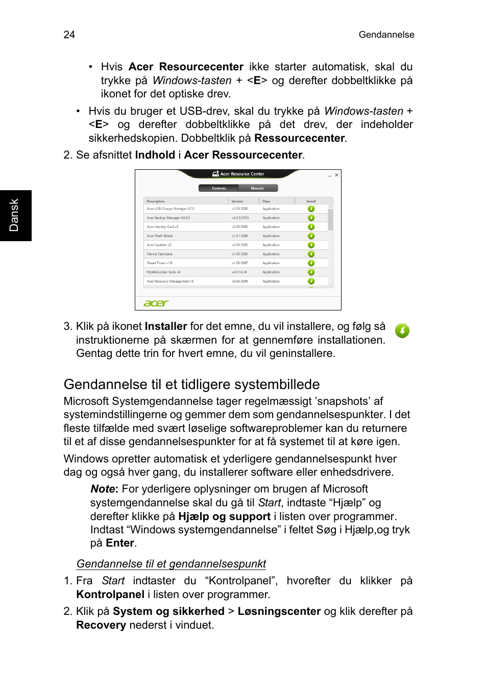 Gendannelse til et tidligere systembillede | Acer TravelMate P253-MG User Manual | Page 786 / 2736