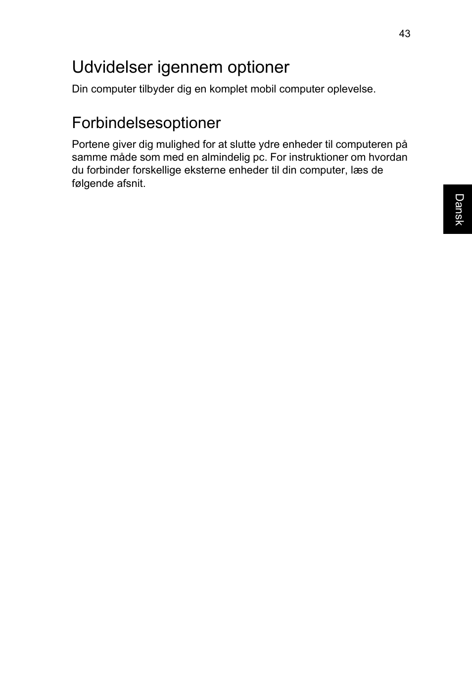 Udvidelser igennem optioner, Forbindelsesoptioner | Acer TravelMate P253-MG User Manual | Page 805 / 2736