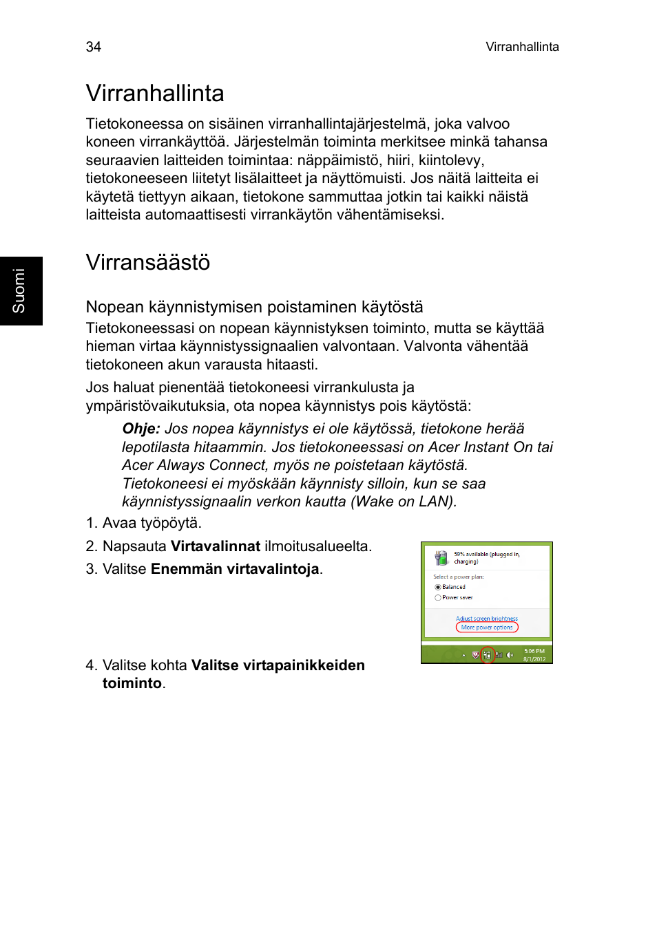 Virranhallinta, Virransäästö | Acer TravelMate P253-MG User Manual | Page 974 / 2736