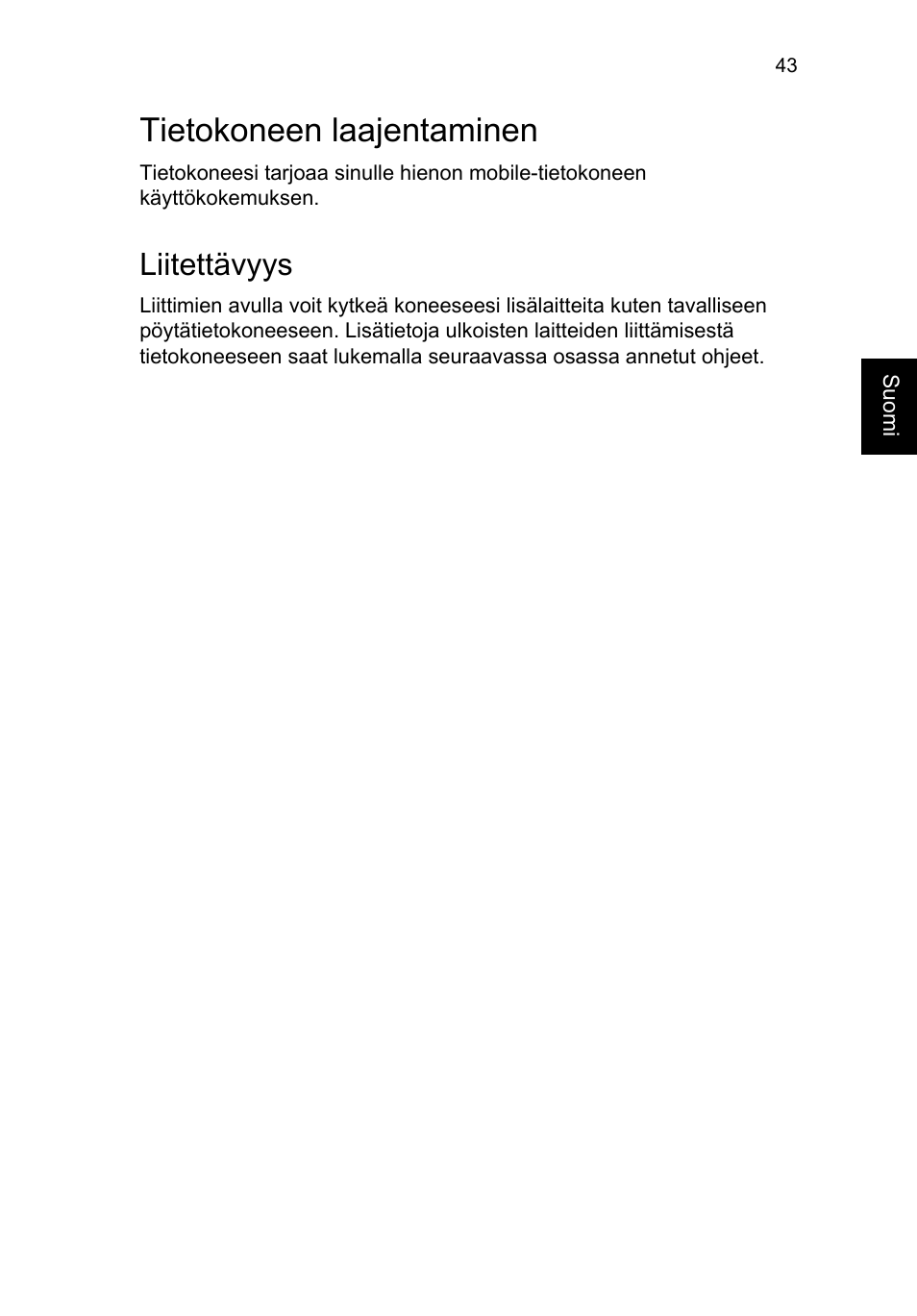 Tietokoneen laajentaminen, Liitettävyys | Acer TravelMate P253-MG User Manual | Page 983 / 2736