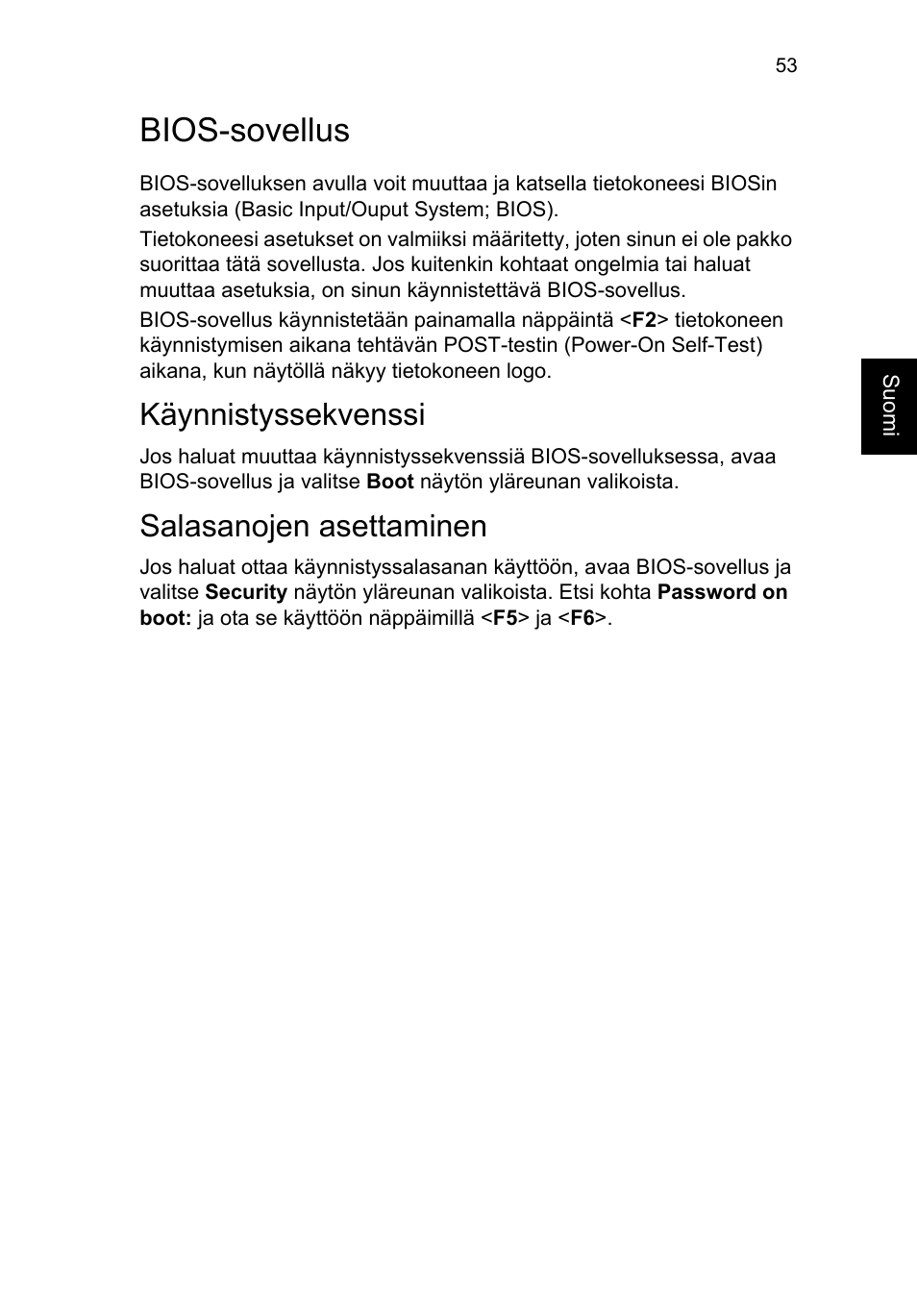 Bios-sovellus, Käynnistyssekvenssi, Salasanojen asettaminen | Levyltä levylle -palautus käytössä | Acer TravelMate P253-MG User Manual | Page 993 / 2736