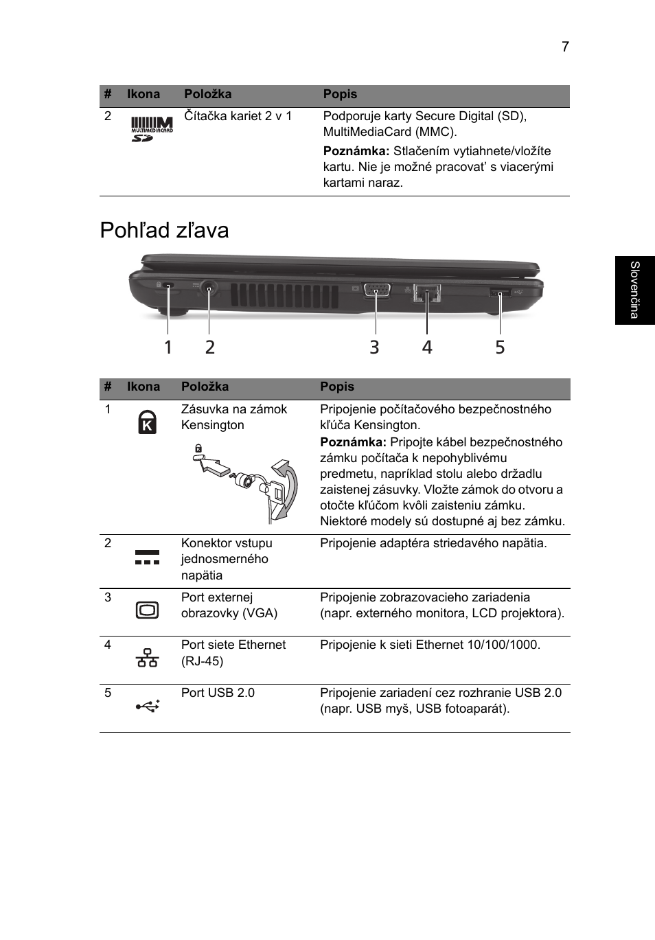 Pohľad zľava | Acer Aspire 4739Z User Manual | Page 163 / 315