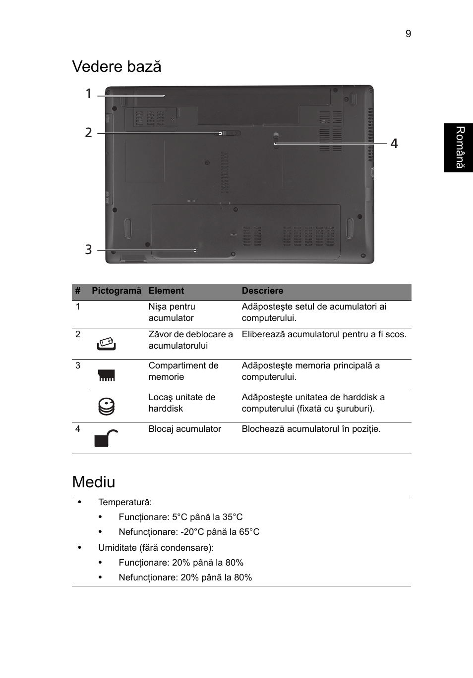Vedere bază, Mediu, Vedere bază mediu | Acer Aspire 4739Z User Manual | Page 195 / 315