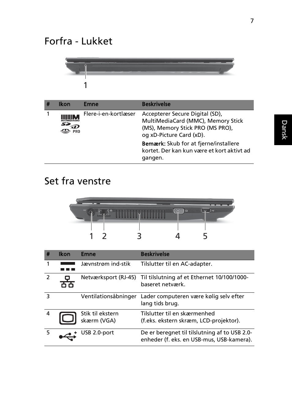 Forfra - lukket, Set fra venstre, Forfra - lukket set fra venstre | Acer TravelMate 4740ZG User Manual | Page 91 / 316