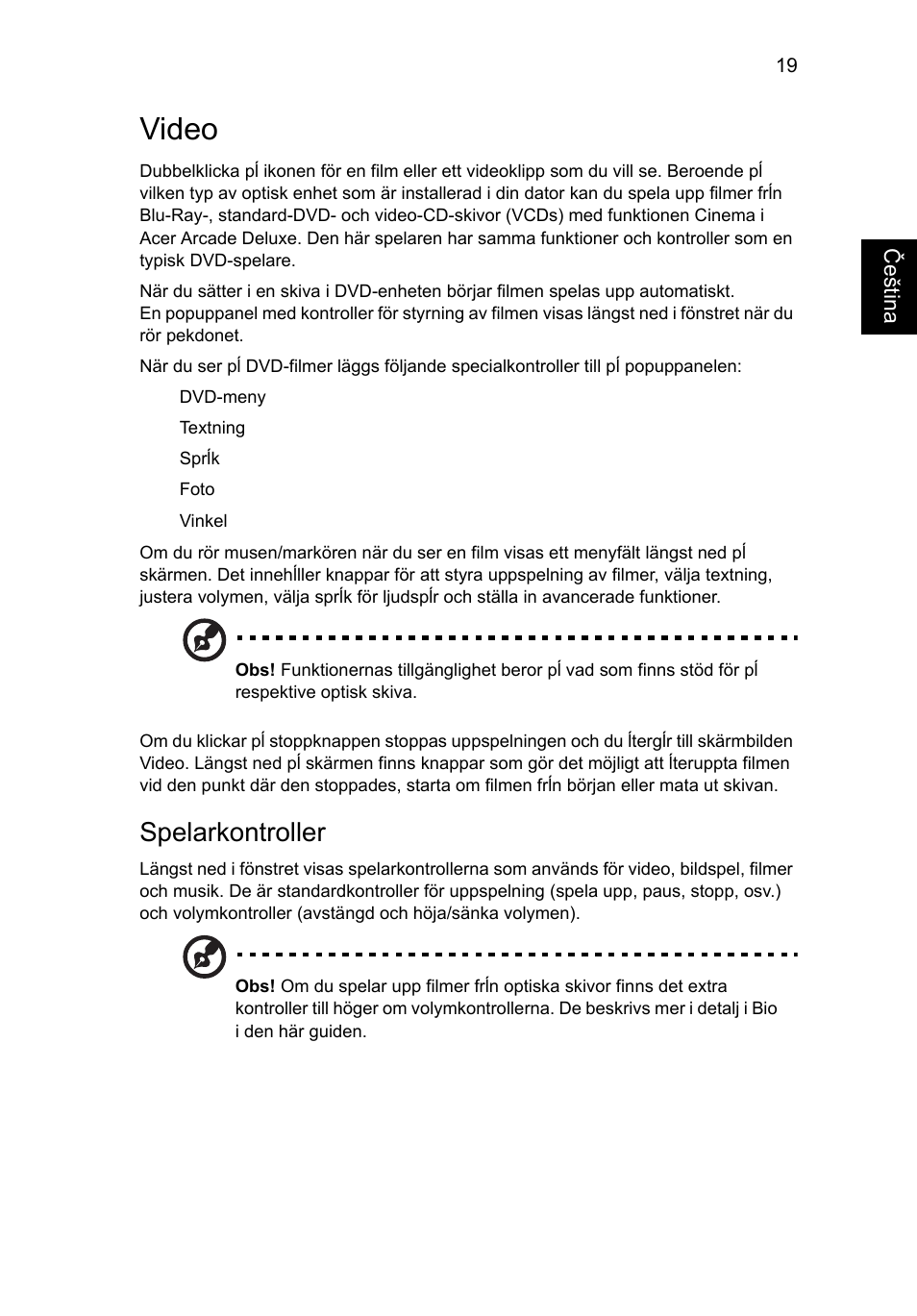 Video, Spelarkontroller | Acer Aspire 5736Z User Manual | Page 1045 / 2205