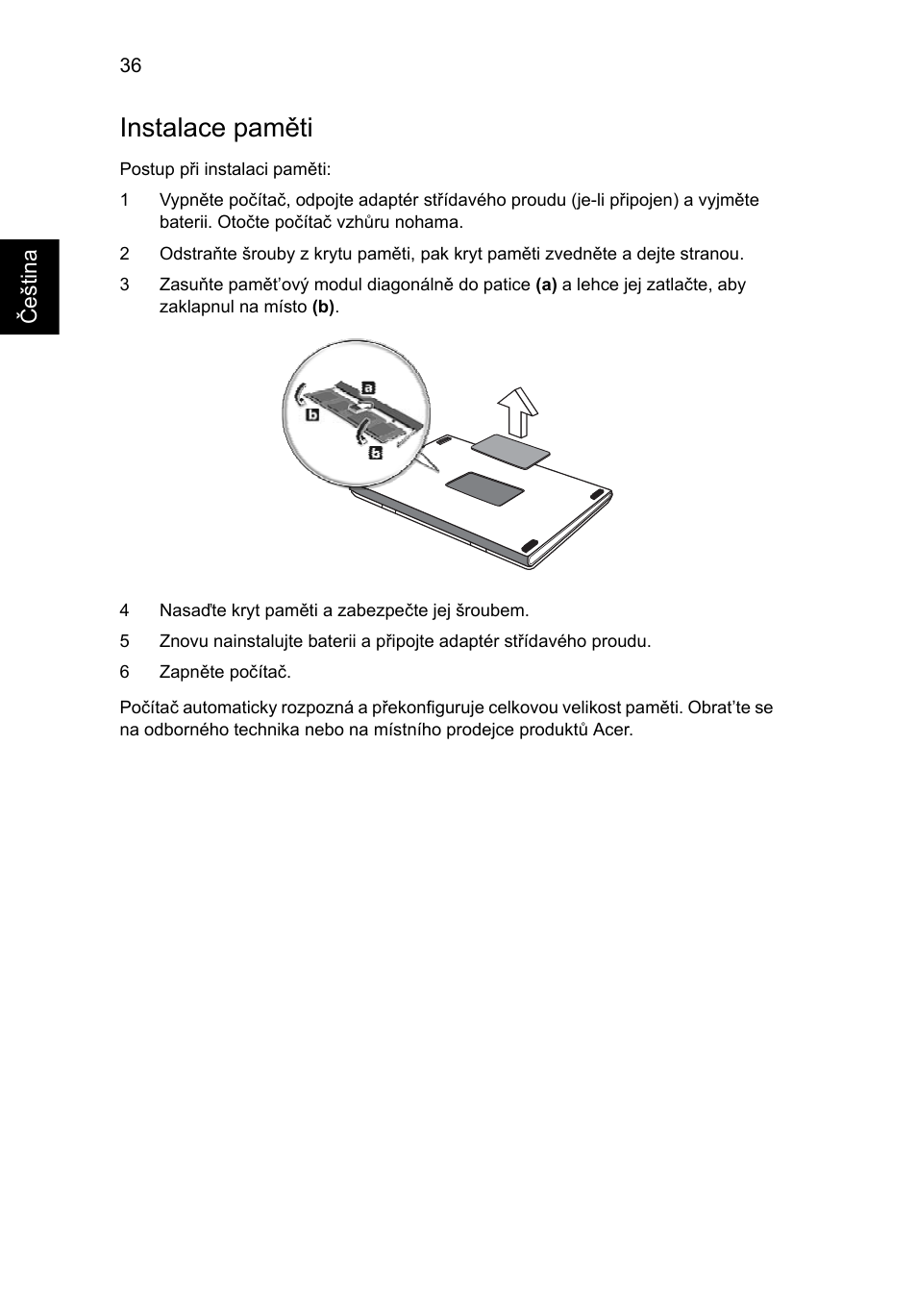 Instalace paměti | Acer Aspire 5736Z User Manual | Page 1062 / 2205