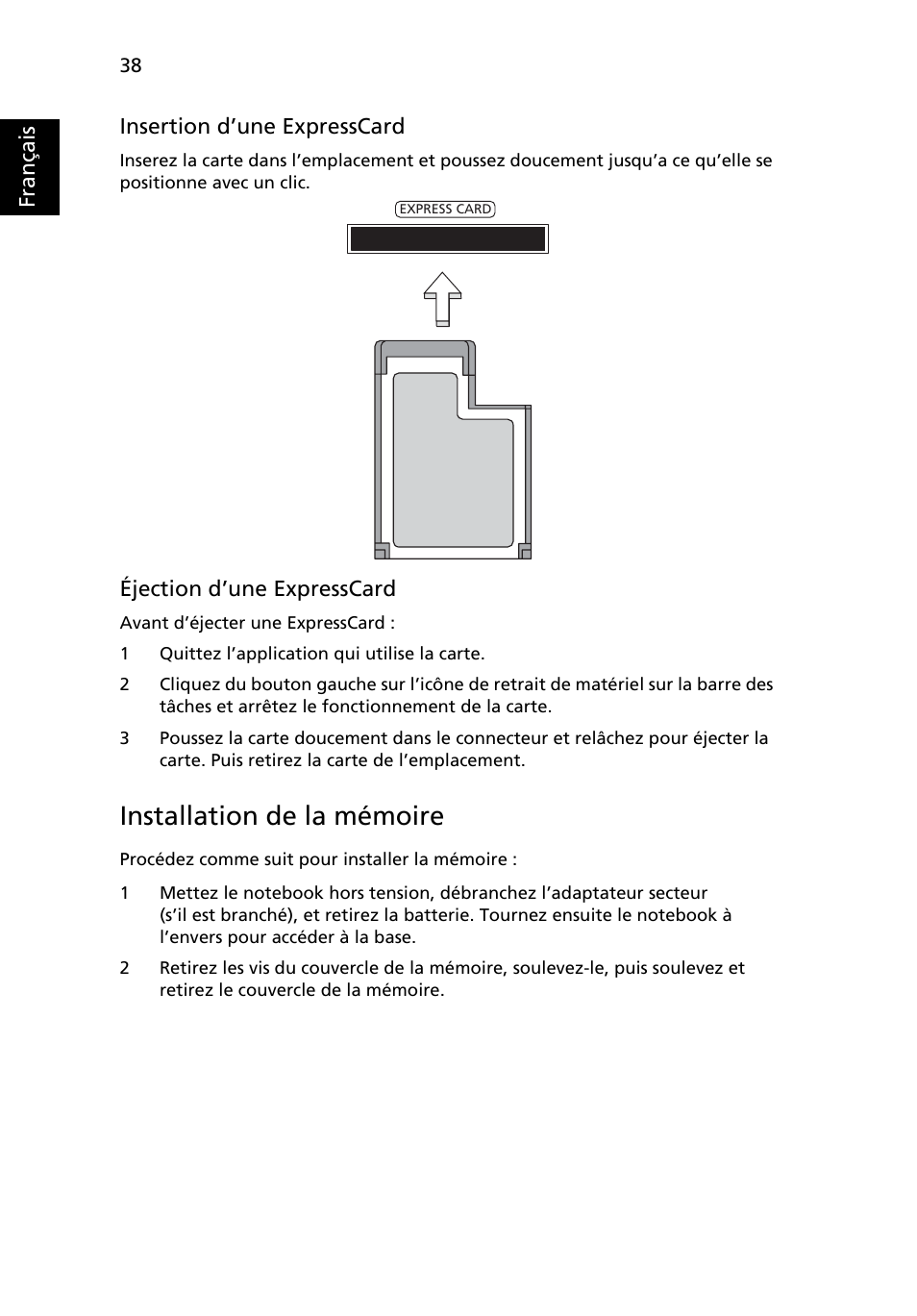 Installation de la mémoire | Acer Aspire 5736Z User Manual | Page 132 / 2205