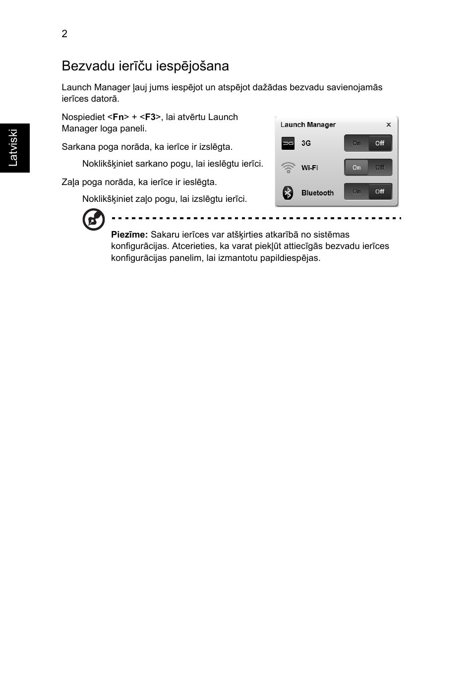 Bezvadu ierīču iespējošana | Acer Aspire 5736Z User Manual | Page 1524 / 2205