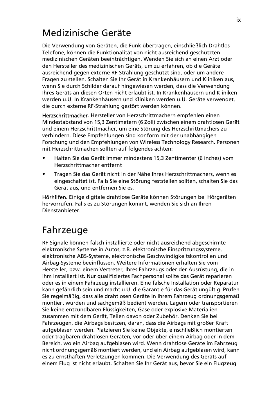 Medizinische geräte, Fahrzeuge | Acer Aspire 5736Z User Manual | Page 157 / 2205