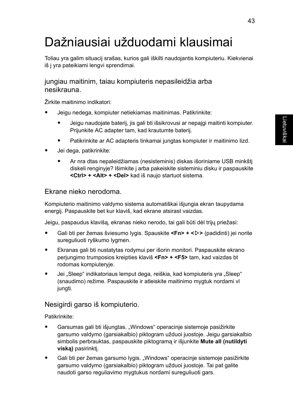 Dažniausiai užduodami klausimai | Acer Aspire 5736Z User Manual | Page 1635 / 2205