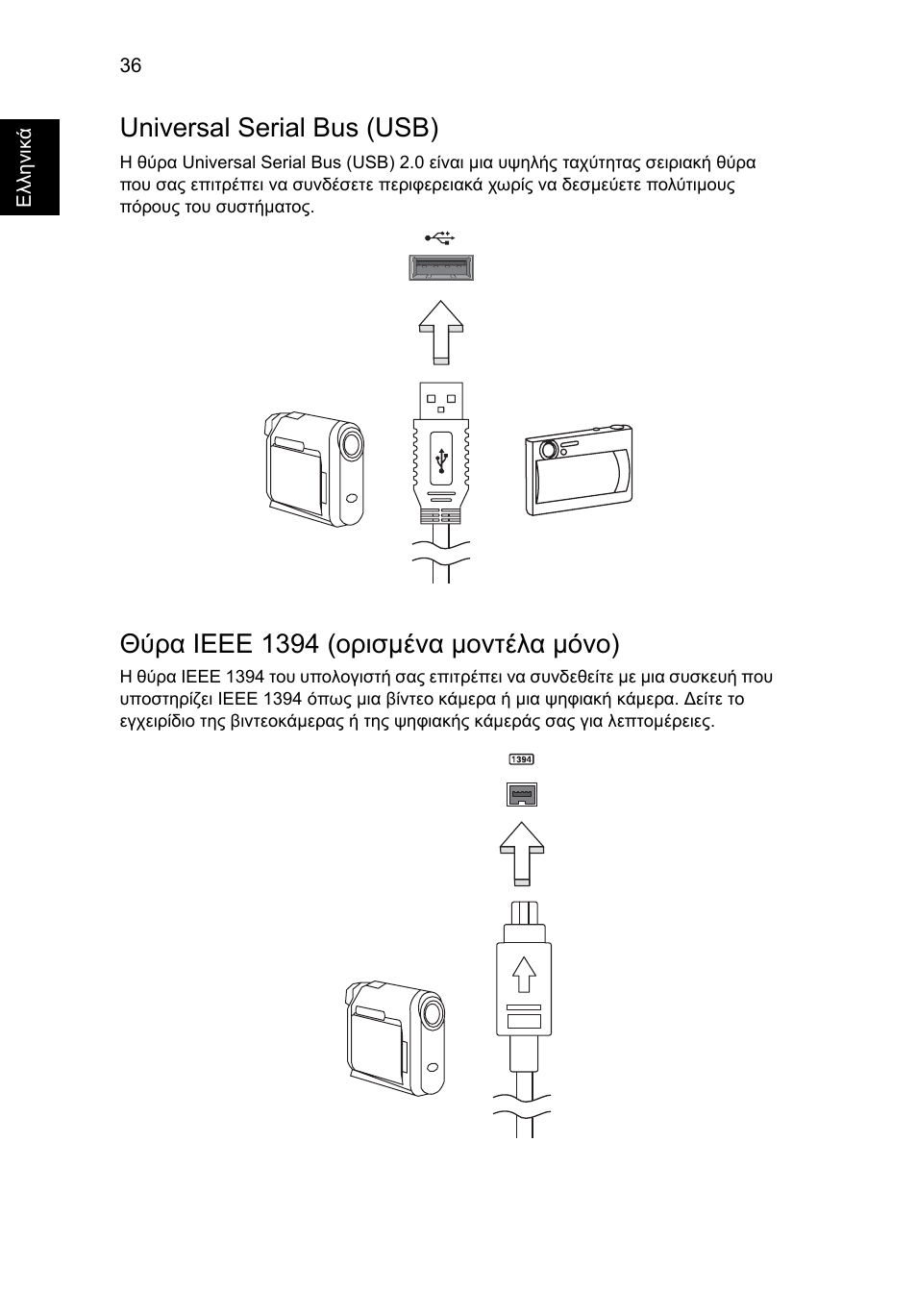 Universal serial bus (usb), Θύρα ieee 1394 (ορισµένα µοντέλα µόνο) | Acer Aspire 5736Z User Manual | Page 1700 / 2205