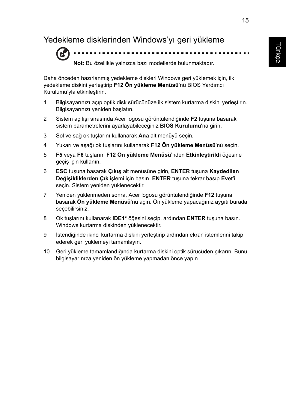 Yedekleme disklerinden windows’yı geri yükleme | Acer Aspire 5736Z User Manual | Page 1759 / 2205