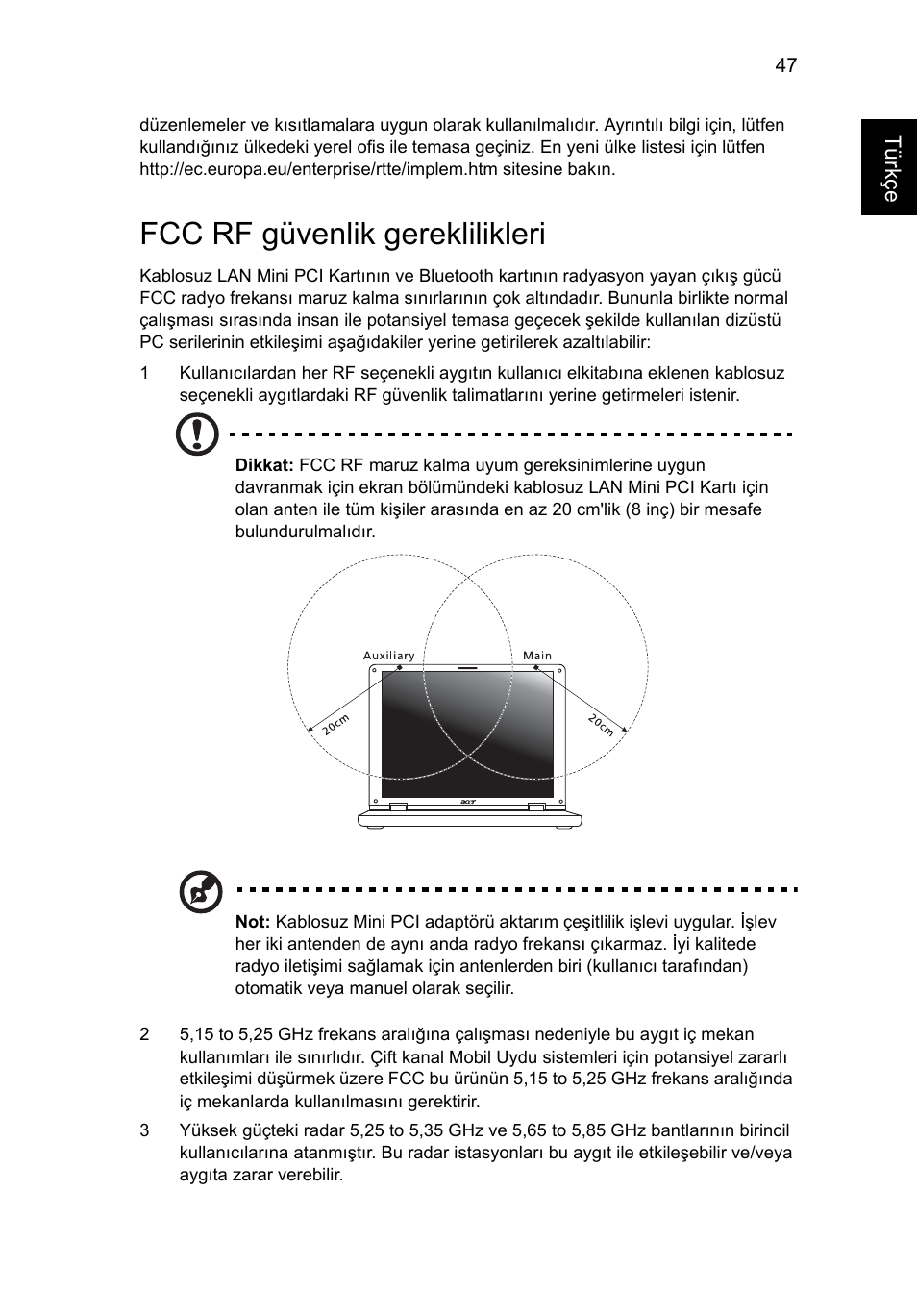 Fcc rf güvenlik gereklilikleri | Acer Aspire 5736Z User Manual | Page 1791 / 2205