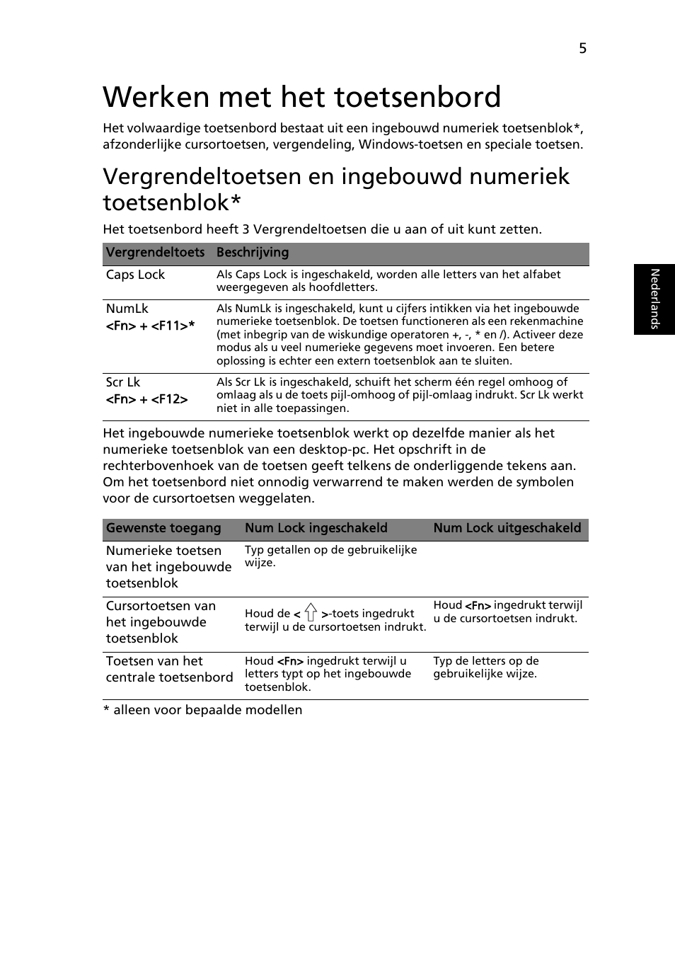 Werken met het toetsenbord | Acer Aspire 5736Z User Manual | Page 463 / 2205