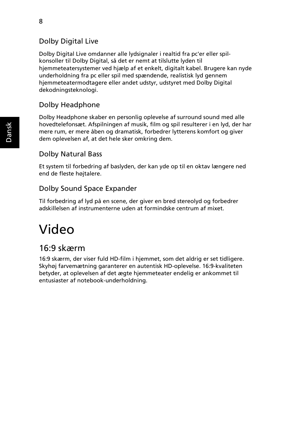 Video, 9 skærm | Acer Aspire 5736Z User Manual | Page 606 / 2205