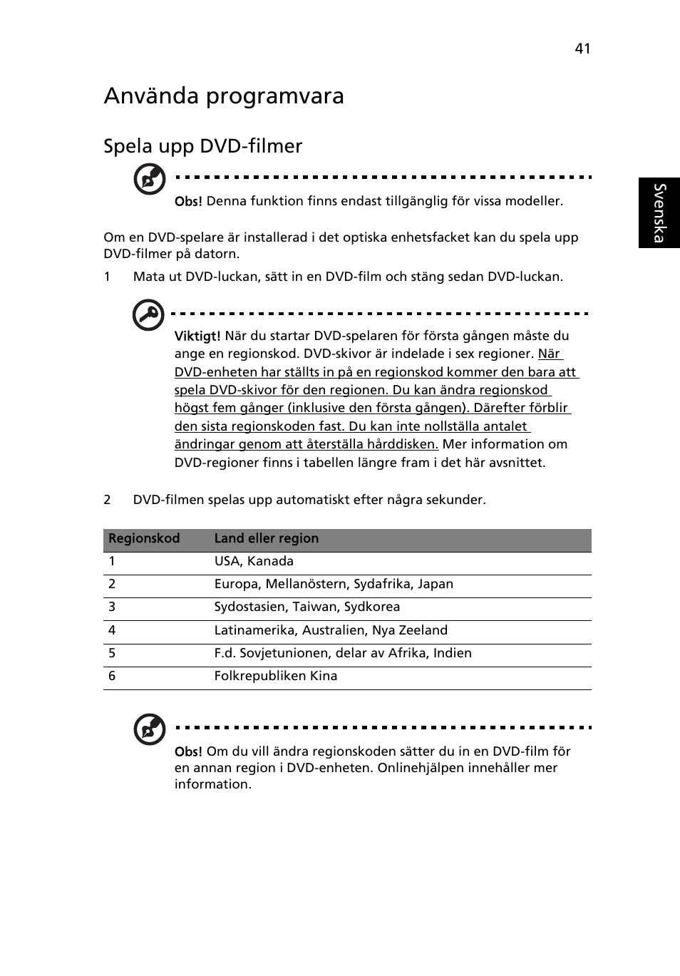 Använda programvara, Spela upp dvd-filmer | Acer Aspire 5736Z User Manual | Page 709 / 2205