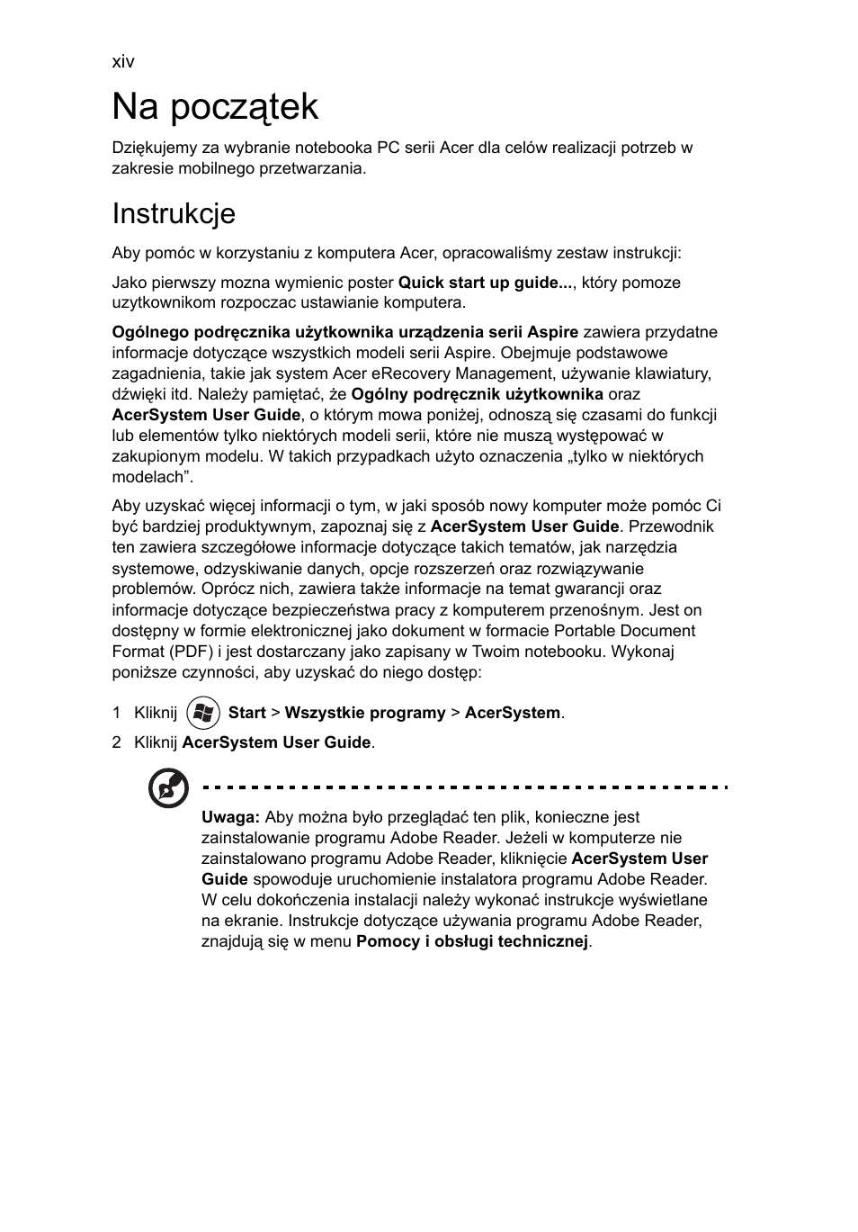 Na początek, Instrukcje | Acer Aspire 5736Z User Manual | Page 876 / 2205