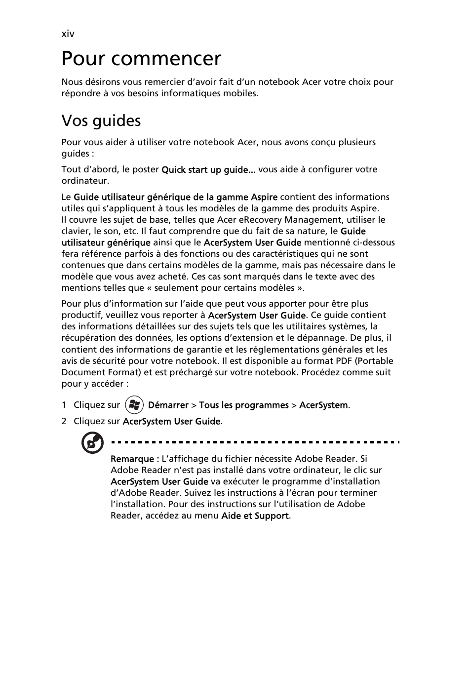 Pour commencer, Vos guides | Acer Aspire 5736Z User Manual | Page 88 / 2205