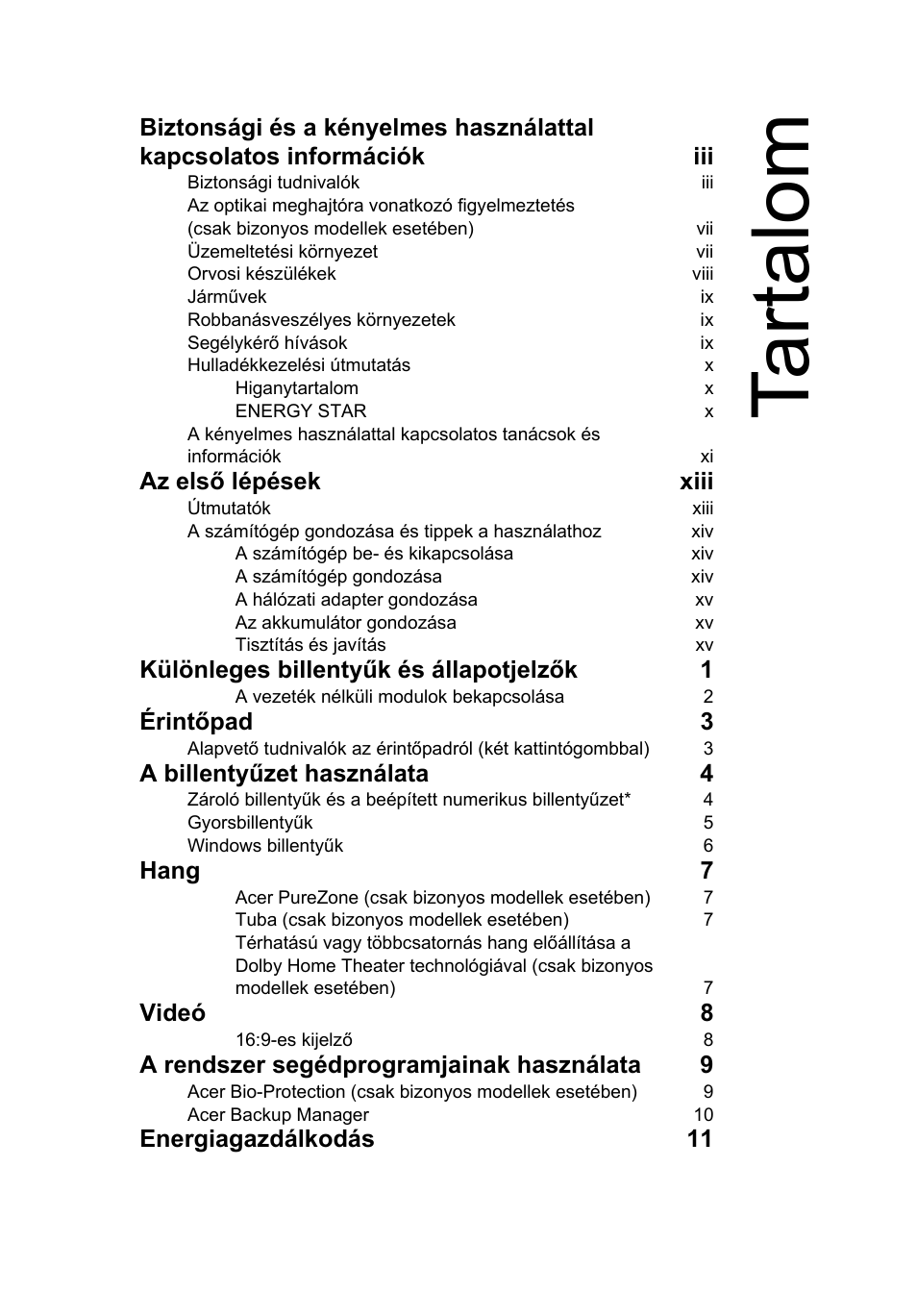 Tartalom, Ta rt al om | Acer Aspire 5736Z User Manual | Page 951 / 2205