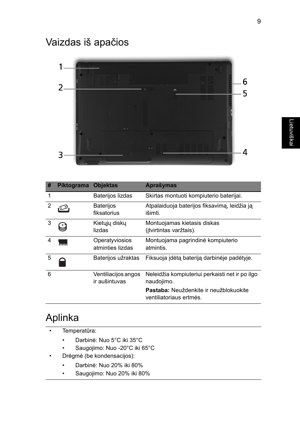 Vaizdas iš apačios, Aplinka, Vaizdas iš apačios aplinka | Acer Aspire 5551G User Manual | Page 233 / 313