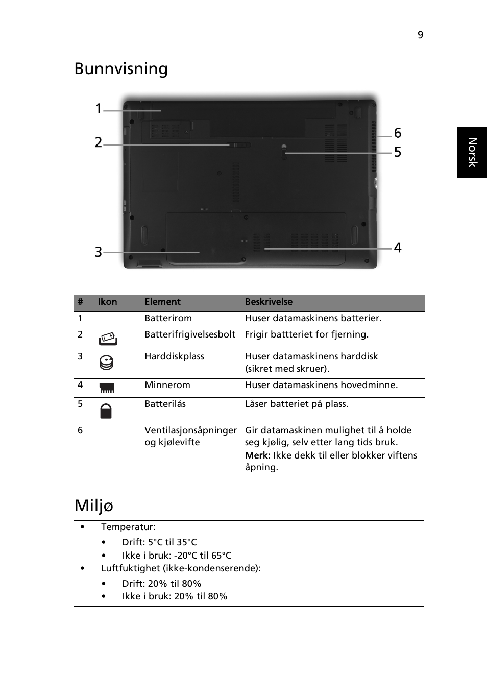 Bunnvisning, Miljø, Bunnvisning miljø | Acer Aspire 5551G User Manual | Page 83 / 313