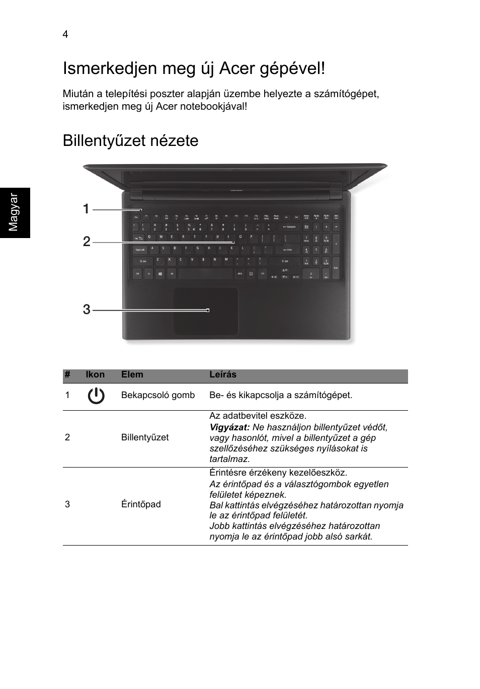 Ismerkedjen meg új acer gépével, Billentyűzet nézete | Acer Aspire V5-571G User Manual | Page 140 / 306