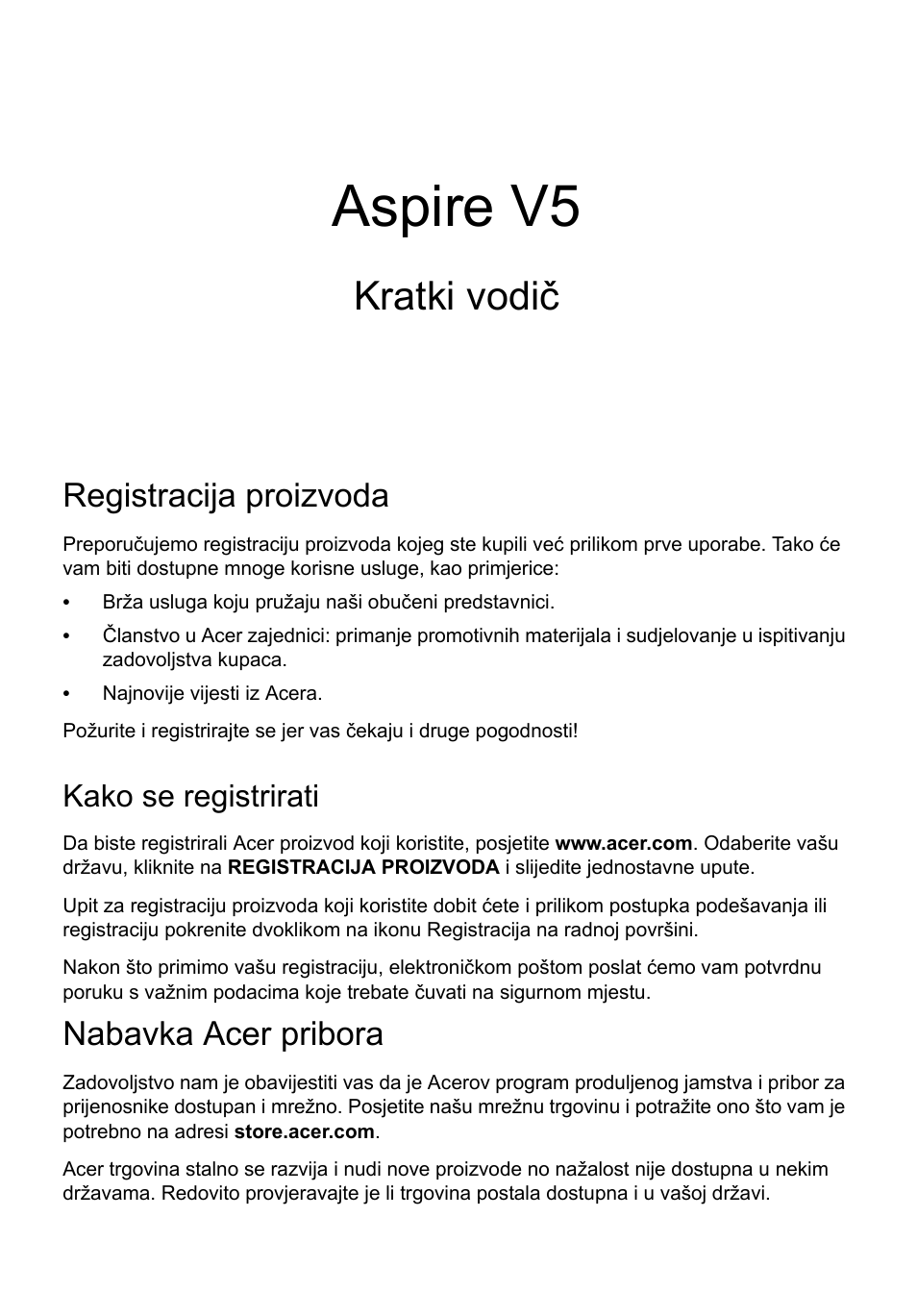 Hrvatski, Registracija proizvoda, Kako se registrirati | Nabavka acer pribora, Aspire v5, Kratki vodič | Acer Aspire V5-571G User Manual | Page 177 / 306