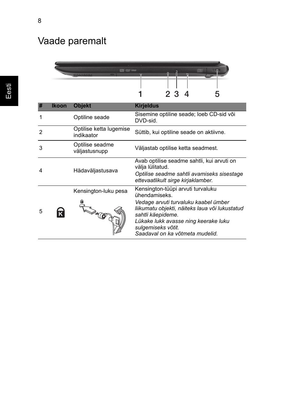 Vaade paremalt | Acer Aspire V5-571G User Manual | Page 214 / 306