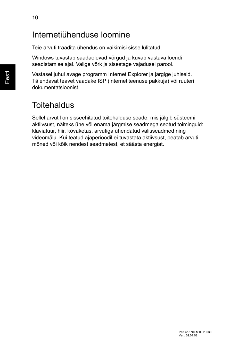 Internetiühenduse loomine, Toitehaldus | Acer Aspire V5-571G User Manual | Page 216 / 306