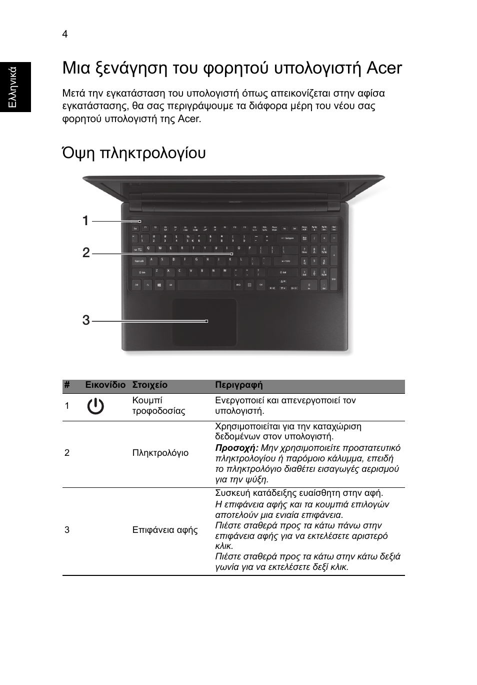 Μια ξενάγηση του φορητού υπολογιστή acer, Όψη πληκτρολογίου | Acer Aspire V5-571G User Manual | Page 240 / 306