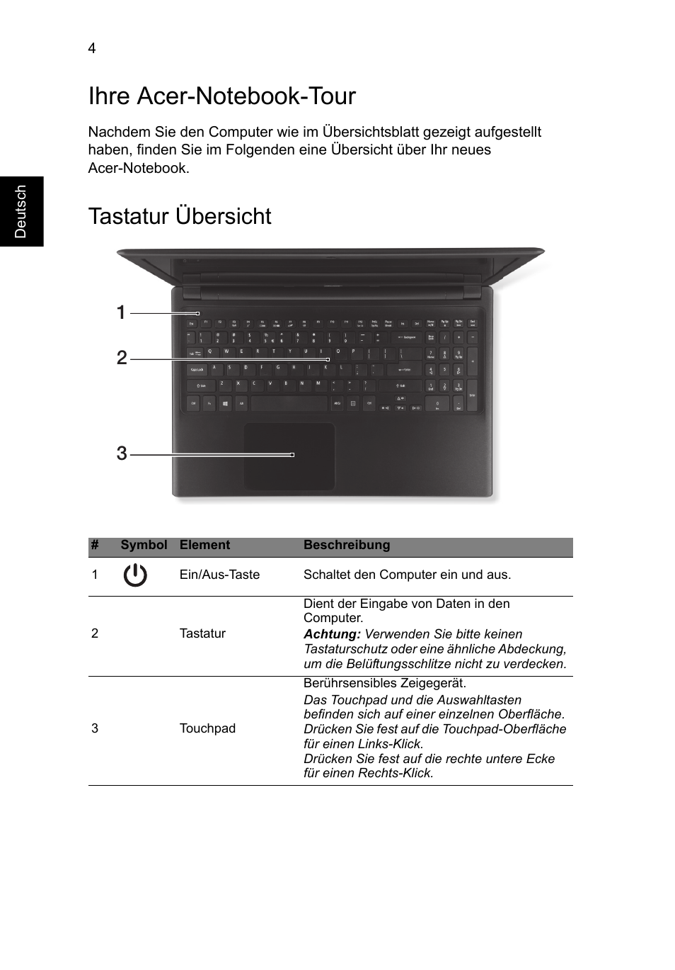 Ihre acer-notebook-tour, Tastatur übersicht | Acer Aspire V5-571G User Manual | Page 26 / 306