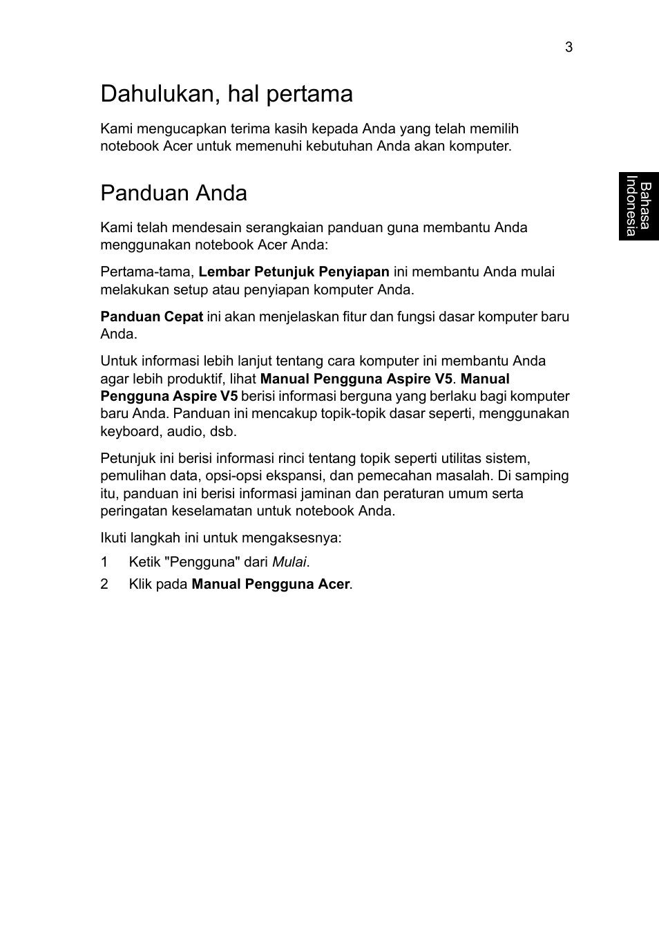 Dahulukan, hal pertama, Panduan anda | Acer Aspire V5-571G User Manual | Page 289 / 306