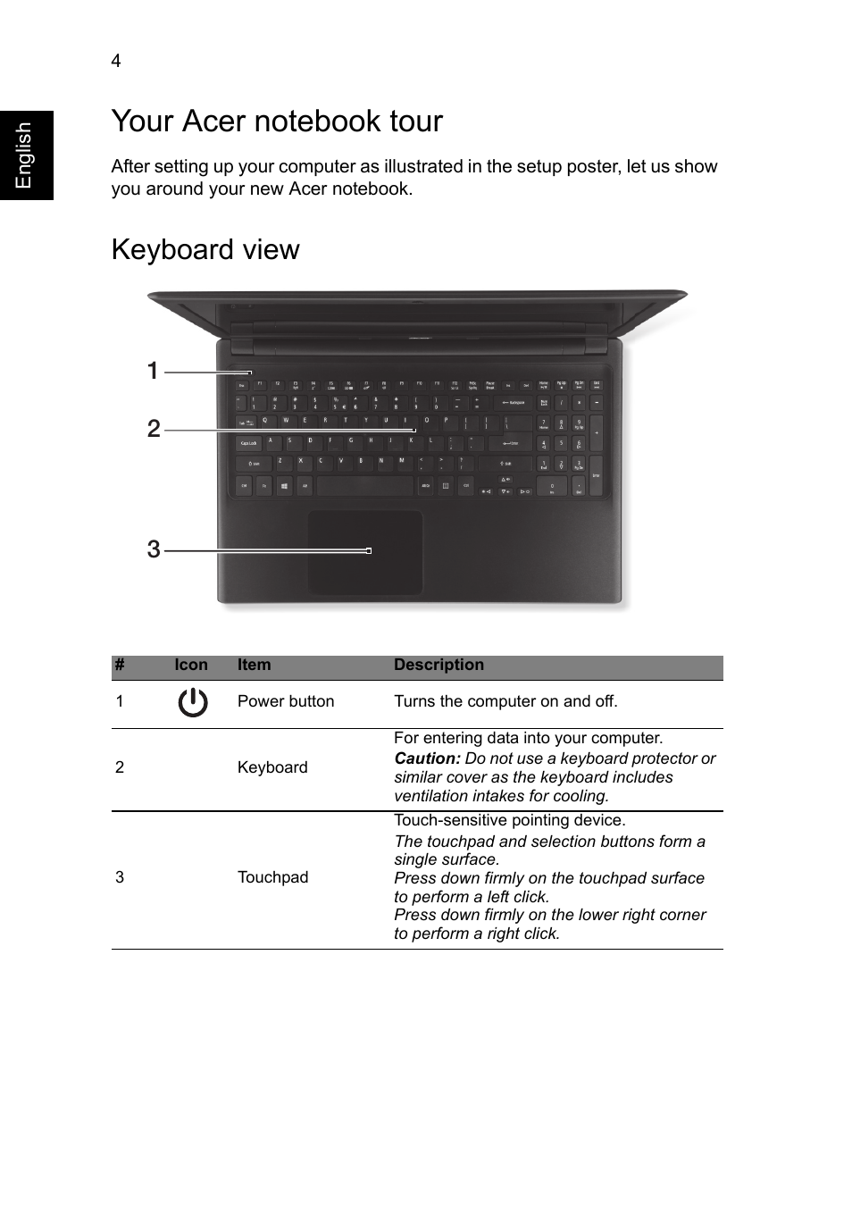 Your acer notebook tour, Keyboard view | Acer Aspire V5-571G User Manual | Page 6 / 306