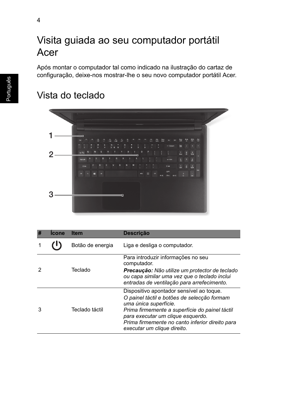 Visita guiada ao seu computador portátil acer, Vista do teclado | Acer Aspire V5-571G User Manual | Page 60 / 306