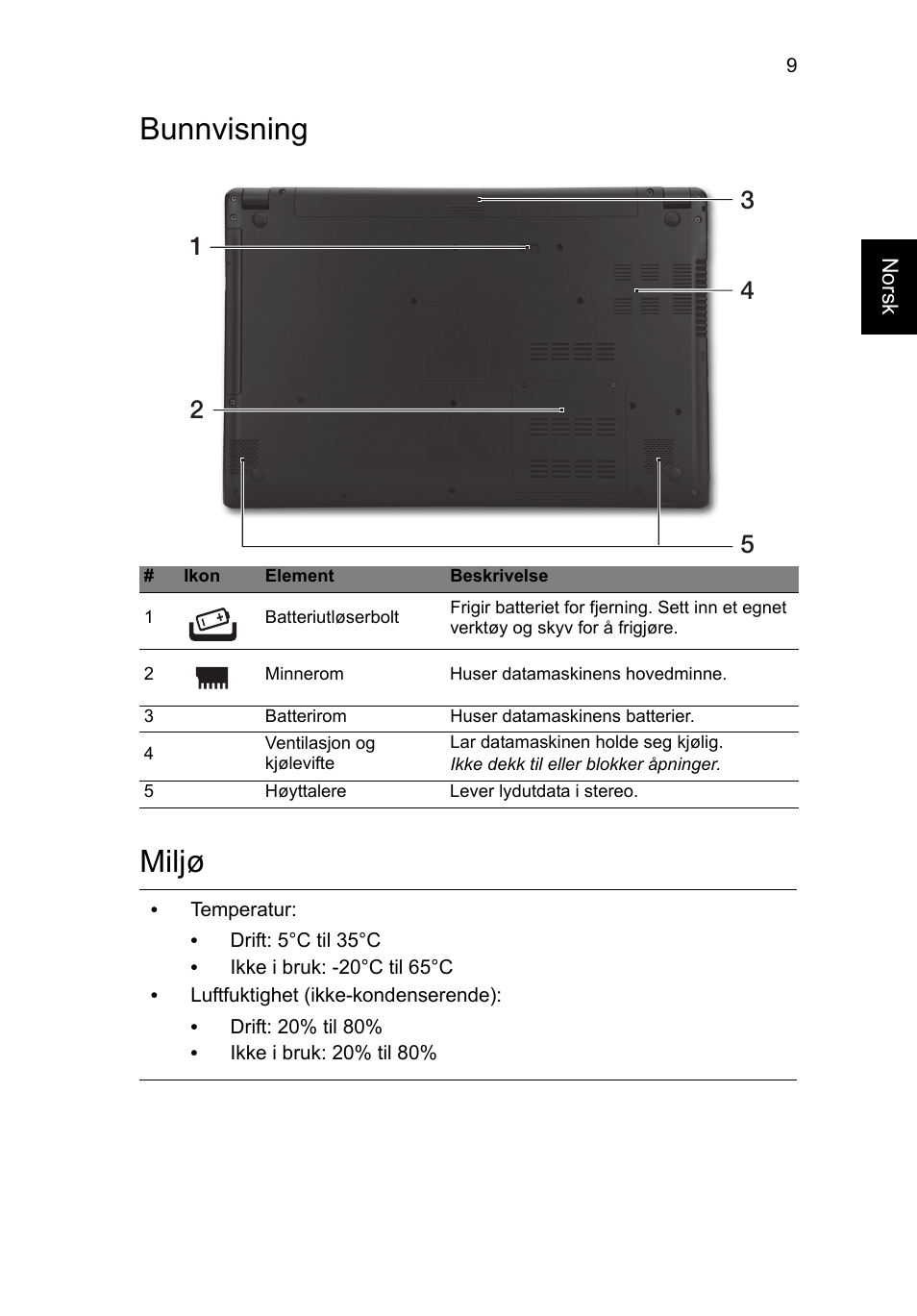 Bunnvisning, Miljø, Bunnvisning miljø | Acer Aspire V5-571G User Manual | Page 85 / 306