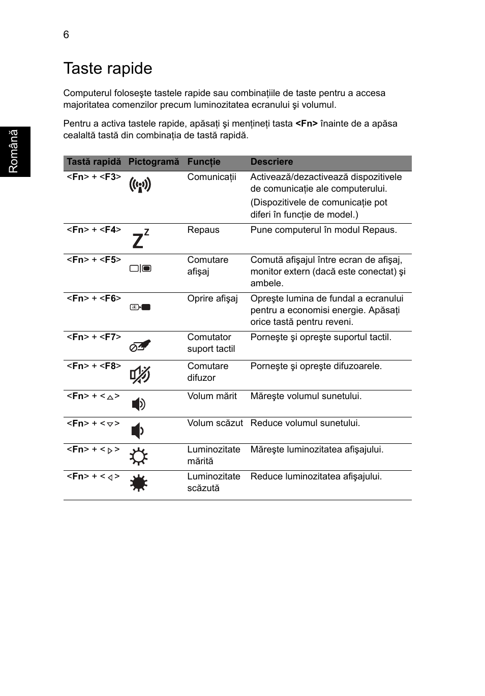 Taste rapide | Acer TravelMate 8472Z User Manual | Page 190 / 314