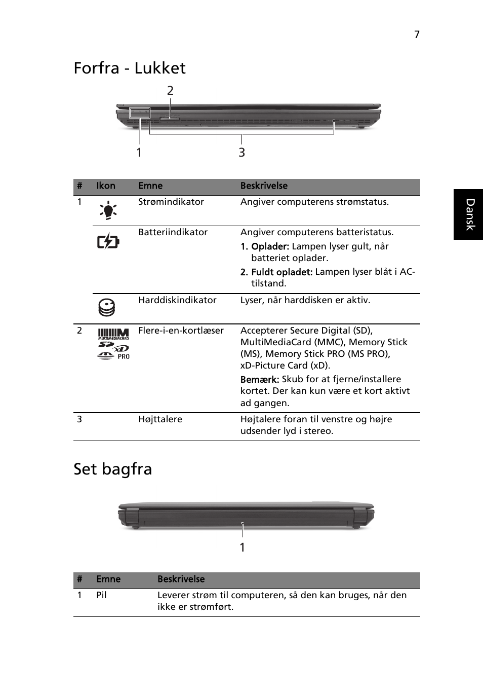 Forfra - lukket, Set bagfra, Forfra - lukket set bagfra | Acer TravelMate 8472Z User Manual | Page 91 / 314