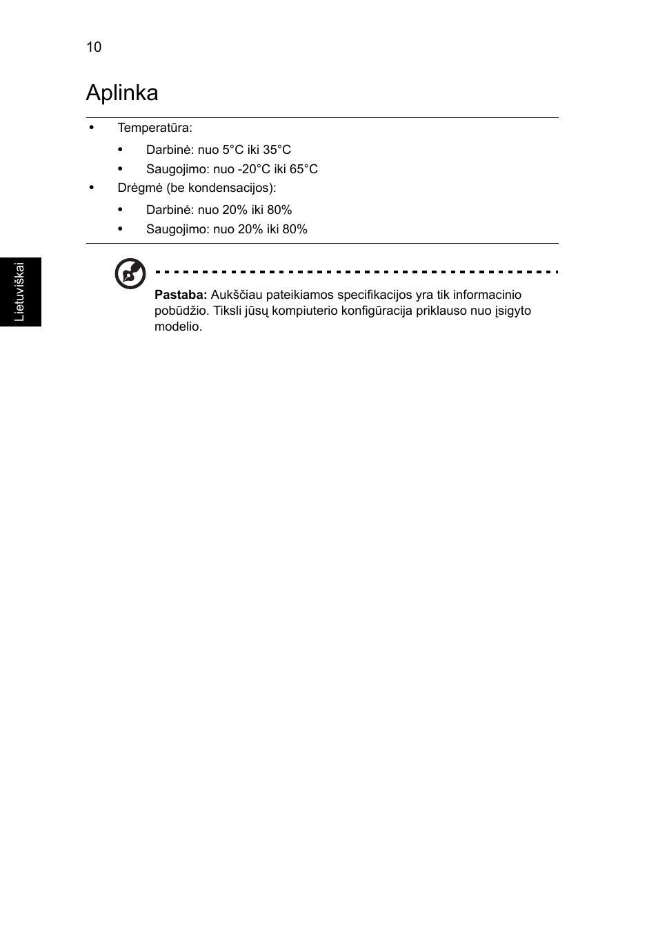 Aplinka | Acer Aspire 5553G User Manual | Page 244 / 326