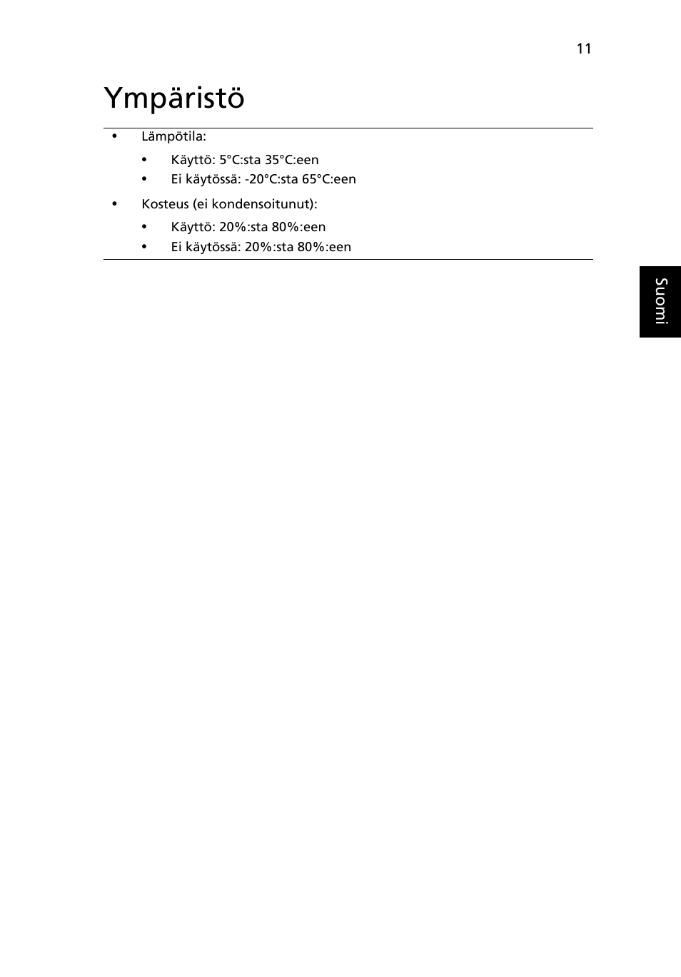 Ympäristö | Acer Aspire 1825PTZ User Manual | Page 135 / 378