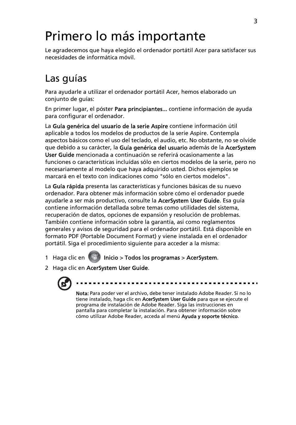 Primero lo más importante, Las guías | Acer Aspire 1825PTZ User Manual | Page 53 / 378