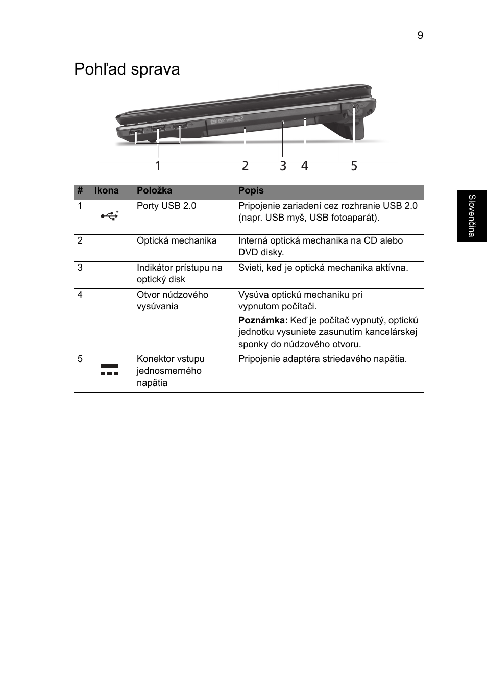 Pohľad sprava | Acer Aspire 5745DG User Manual | Page 163 / 314