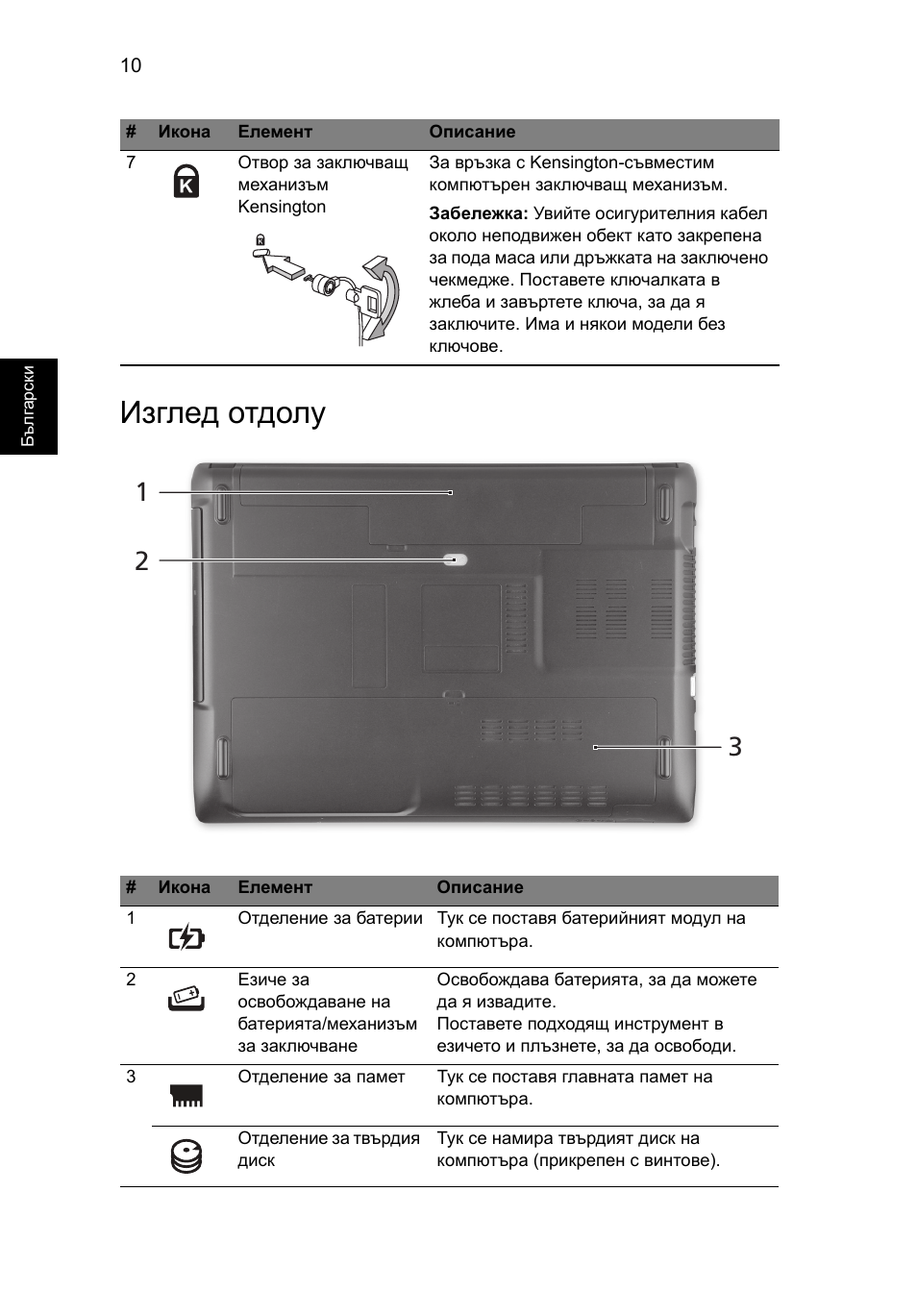 Изглед отдолу | Acer Aspire 4750ZG User Manual | Page 226 / 344