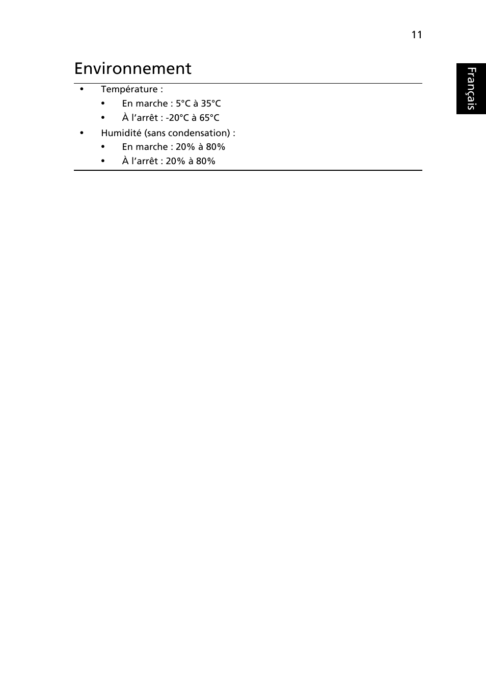 Environnement, Français | Acer Aspire 4750ZG User Manual | Page 23 / 344