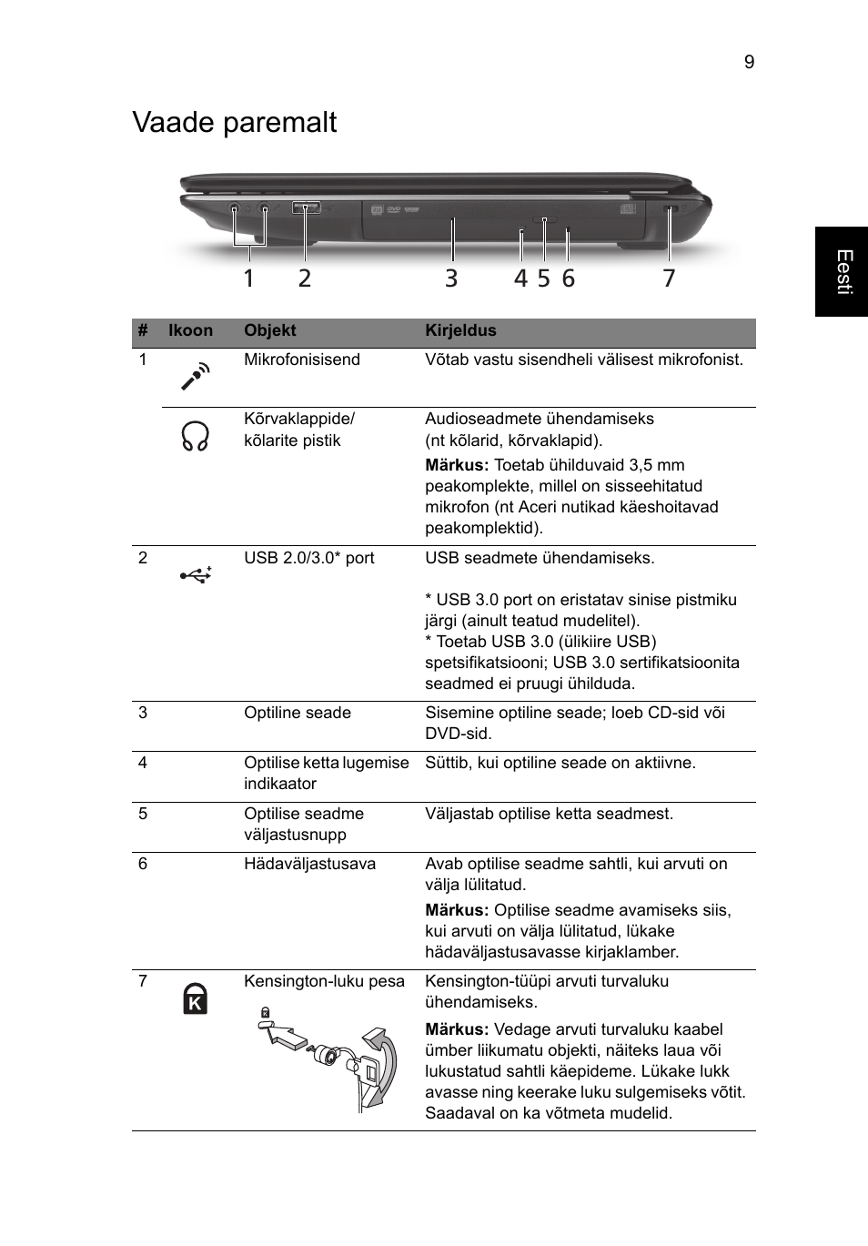 Vaade paremalt | Acer Aspire 4750ZG User Manual | Page 237 / 344