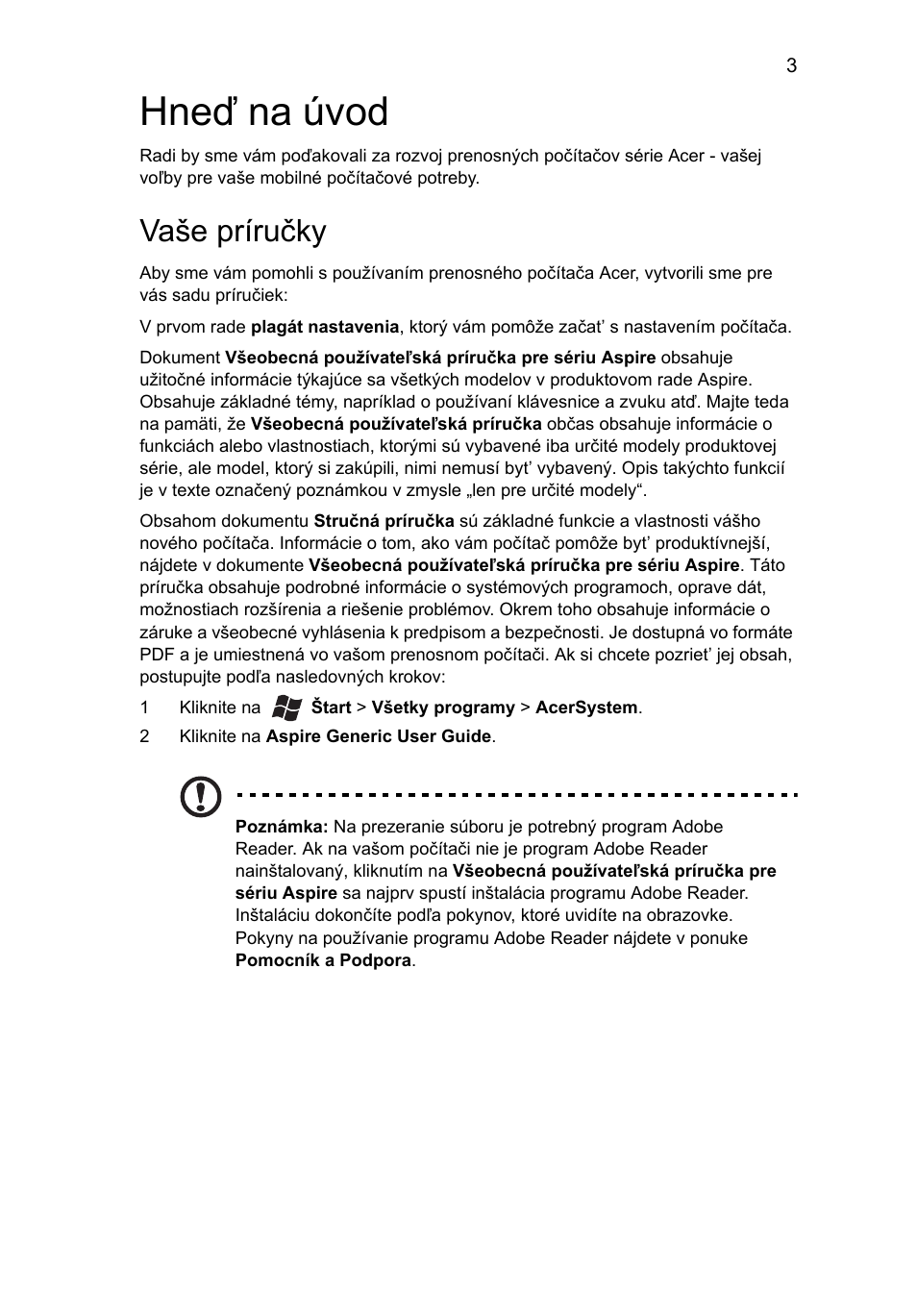 Hneď na úvod, Vaše príručky | Acer Aspire 5830TG User Manual | Page 159 / 316