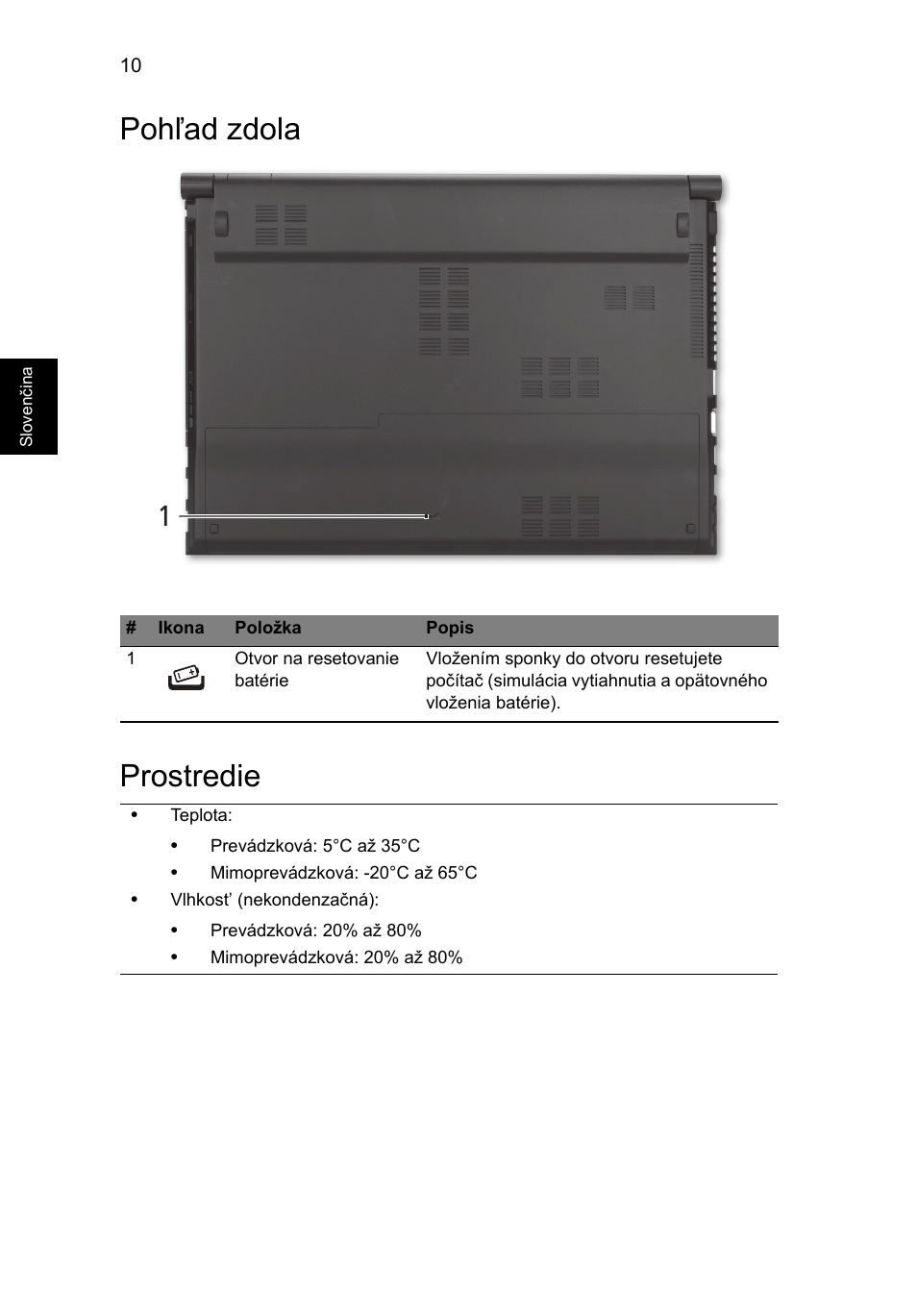 Pohľad zdola, Prostredie, Pohľad zdola prostredie | Acer Aspire 5830TG User Manual | Page 166 / 316