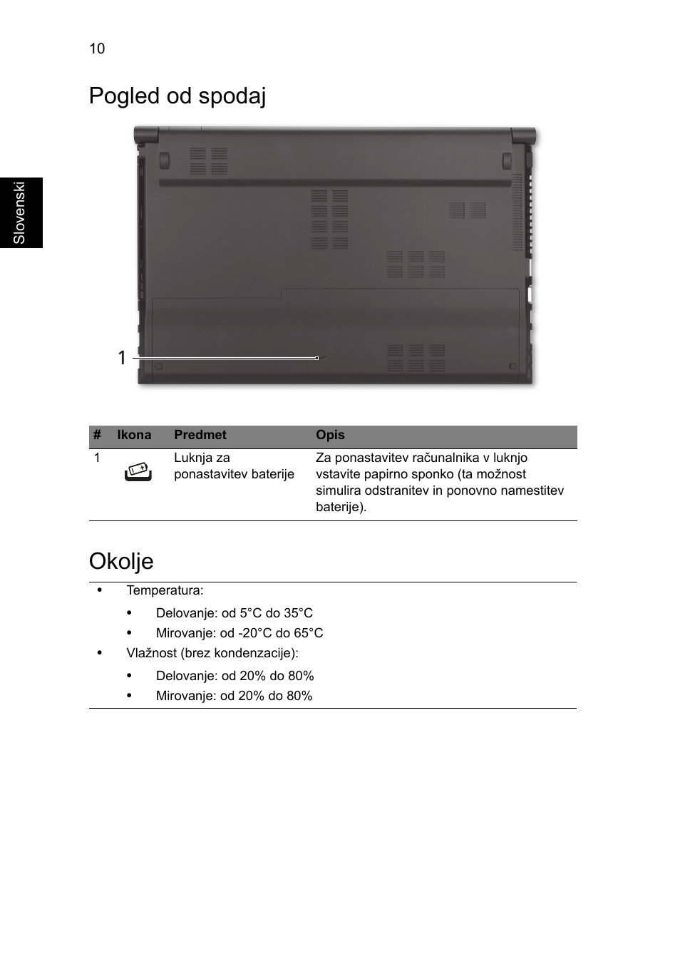 Pogled od spodaj, Okolje, Pogled od spodaj okolje | Acer Aspire 5830TG User Manual | Page 176 / 316