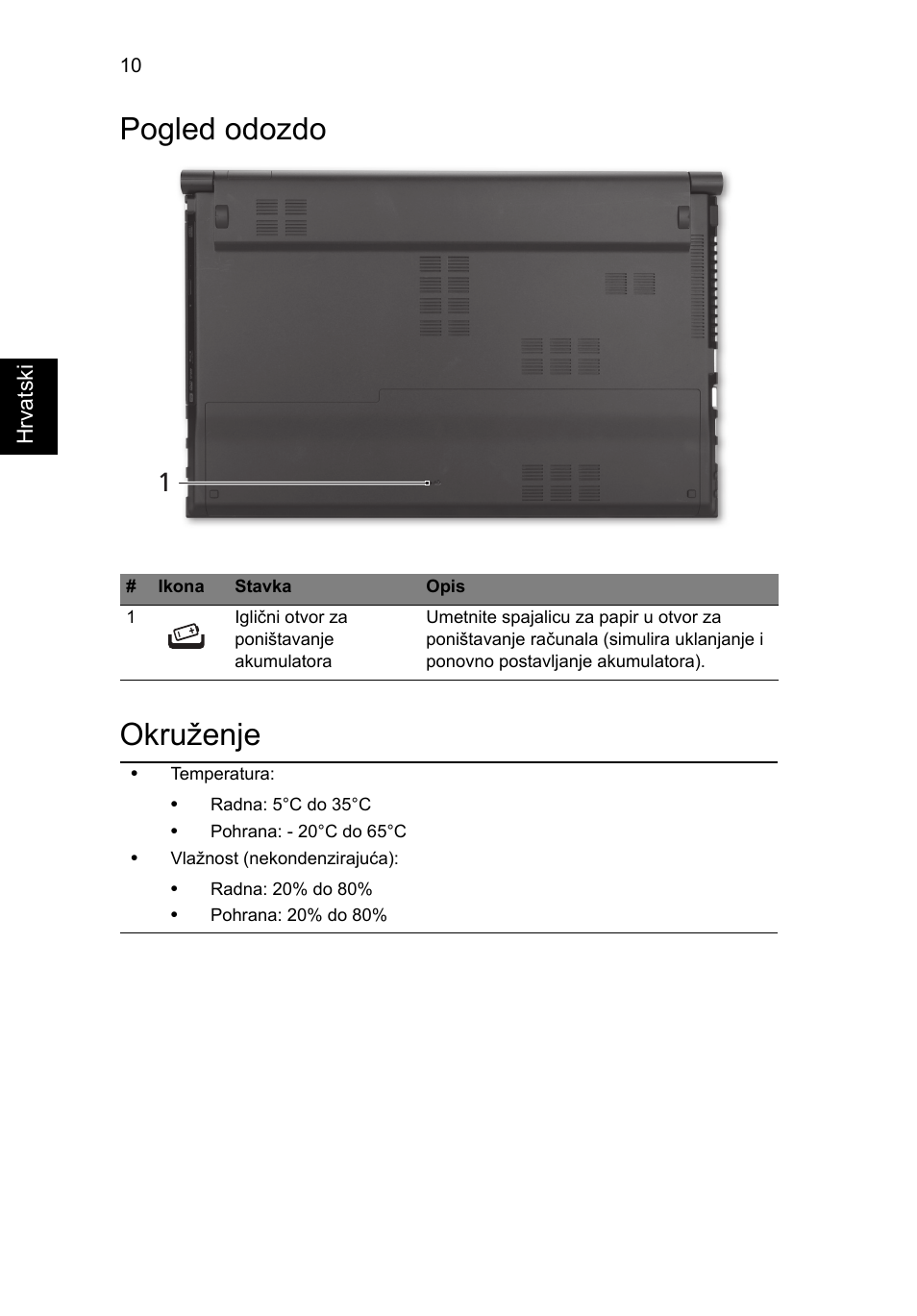 Pogled odozdo, Okruženje, Pogled odozdo okruženje | Acer Aspire 5830TG User Manual | Page 186 / 316